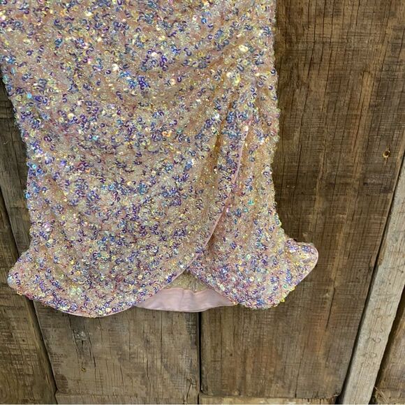 NWT Majorelle Trish Sequin Mini Dress Iridescent pink heart straps Revolve XS - Picture 12 of 15